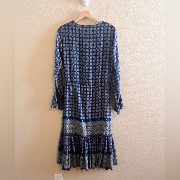 Roller Rabbit Margoa Boho Tiered Geometric Blue Dress Size Small - Picture 6 of 10